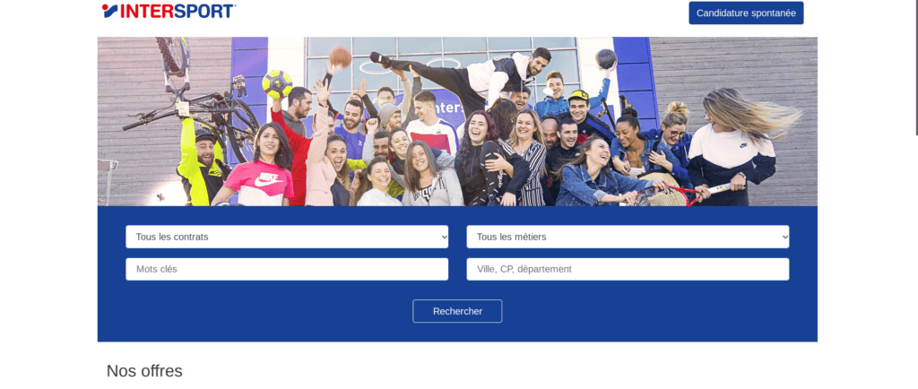 Aperçu du site carrière d'Intersport, réalisé par Paradisiak